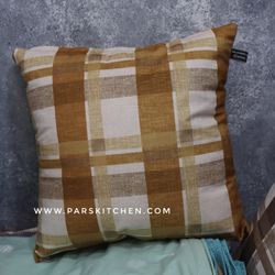 کاور کوسن مخمل چارخونه خردلی