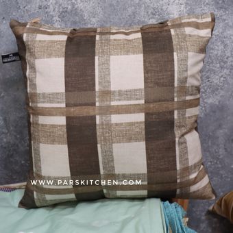 کاور کوسن مخمل چارخونه سبز تیره
