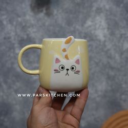 ماگ سرامیکی گربه زرد