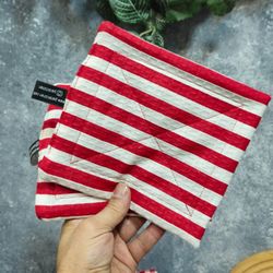 دستگیره آشپزخانه 2عددی راه راه قرمز