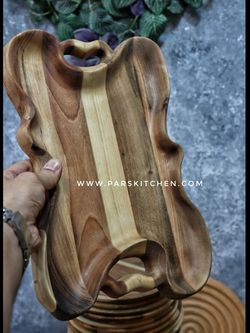 سینی چوبی دفرمه روستیک گردو