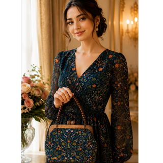 کیف زنانه دهانه چوبی دست دوز دستی