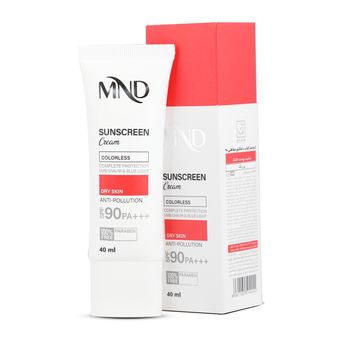 کرم ضدآفتاب  با فاکتور حفاظتی 90 (SPF 90) مناسب پوست خشک بی رنگ ام ان دی 40 میلی‌لیتر| MND