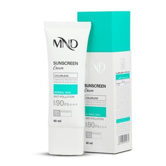 کرم ضدآفتاب با فاکتور حفاظتی 90 (SPF 90) مناسب پوست معمولی بی رنگ ام ان دی 40 میلی‌لیتر| MND