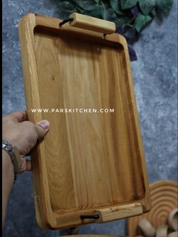 سینی چوب ملچ مستطیل دسته میله دار