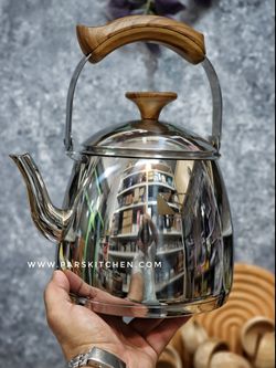 کتری استیل 3لیتری دسته طرح چوب کف چندلایه kst