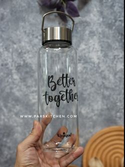 بطری شیشه ای یونیک درب استیل دسته دار3077