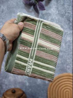 حوله دستی راه راه ریز ماندگار سبز سدری