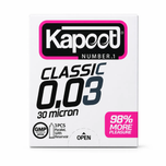 کاندوم بسیار نازک کاپوت Kapoot مدل Classic 0.03 //  بسته 3 عددی