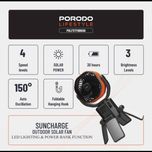 فن خورشیدی سفری پورودو Porodo Lifestyle Suncharge Outdoor Solar Fan 