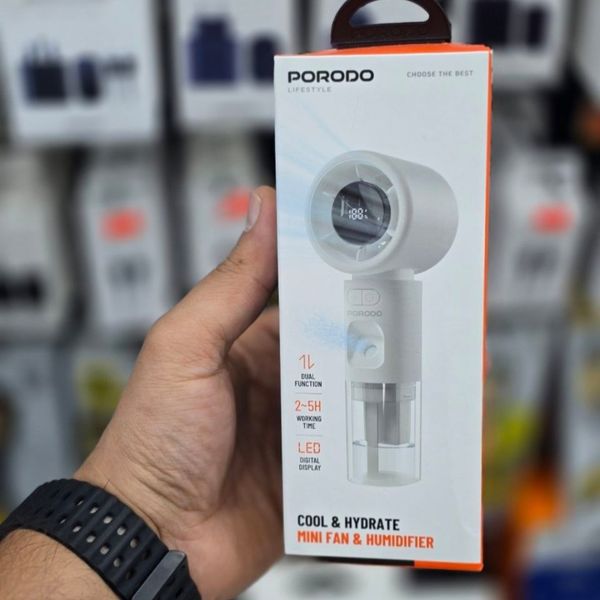 مینی فن و بخورسرد جیبی پرودو (Porodo Lifestyle Cool & Hydrate Mini Fan & Humidifier) مدل PDHXF338