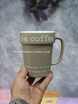 ماگ سرامیکی coffee بلند طوسی سبز