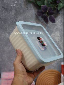 ظرف نگهدارنده کاپریس پرایم مربع 3عددی آبی پاستیلی