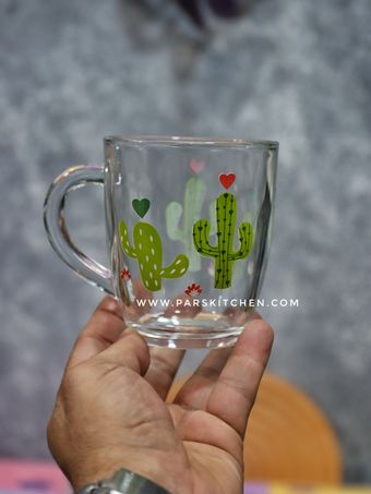 لیوان شیشه ای زنگان طرح کاکتوس