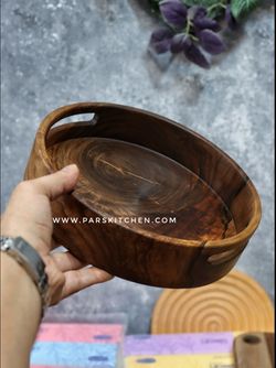 سینی چوبی گرد برکه 25سانت گردو