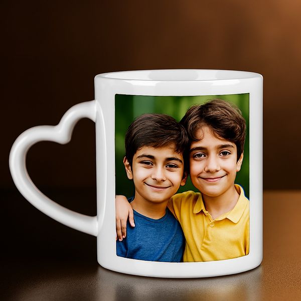 چاپ ماگ دسته قلبی با عکس و طرح دلخواه