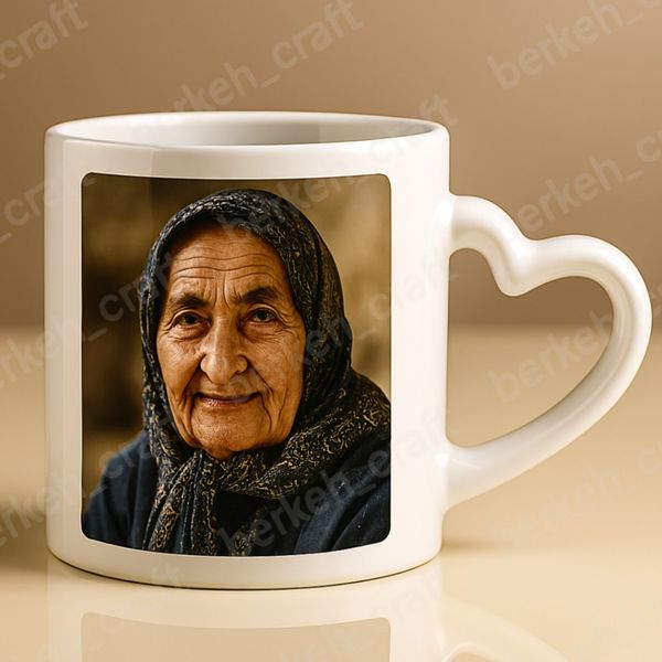 چاپ ماگ دسته قلبی با عکس و طرح دلخواه