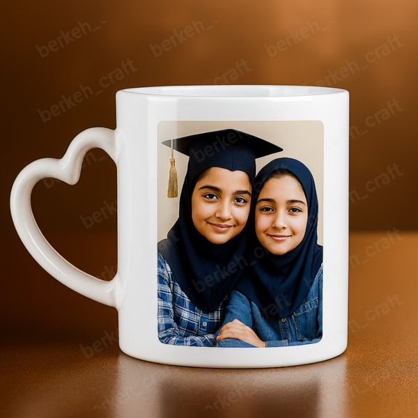 چاپ ماگ دسته قلبی با عکس و طرح دلخواه