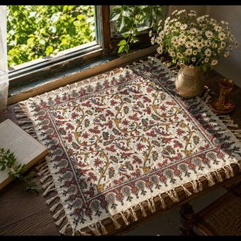 سفره قلم کار مربع طرح مرغ آمین سایز 60 × 60
