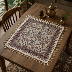 سفره قلم کار مربع طرح پیچک سایز 80 × 80