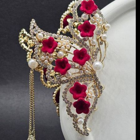 کلیپس مو فلزی گل قرمز