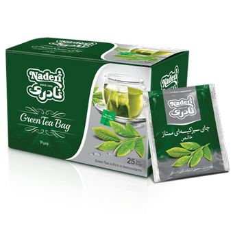 چای سبز کیسه ای ممتاز خالص نادری بسته 25 عددی