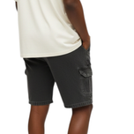 شلوارک جین کتان زیر زانوکارگورنگ زغالی