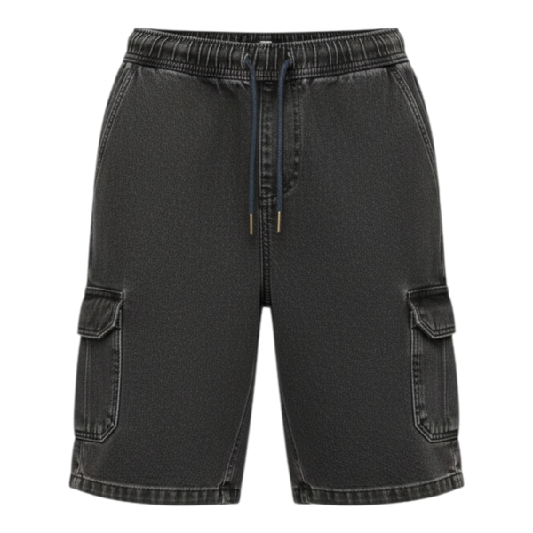 شلوارک جین کتان زیر زانوکارگورنگ زغالی