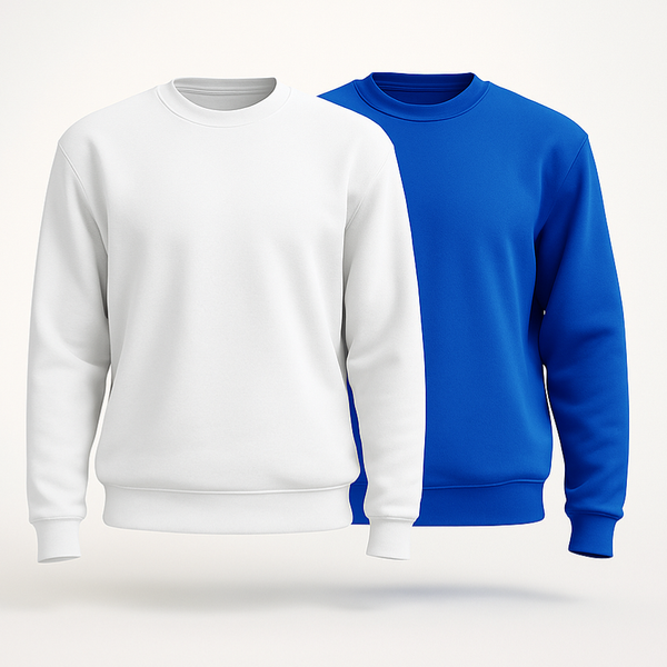 ست دورس کاپلی سهنخ پنبه خارخورده | مدل BASIC آبی و سفید برای زوجها 💙🤍