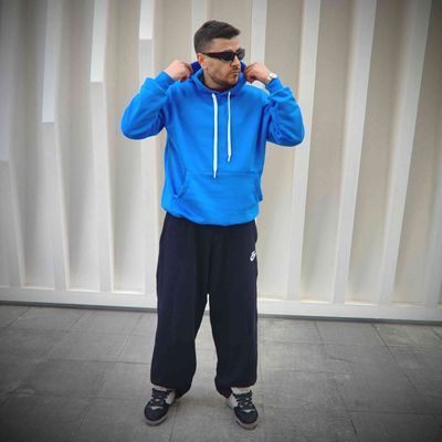 هودی آبی سه‌نخ پنبه‌ای — گرم، خوش‌فرم و مناسب استایل روزمره کد 1131