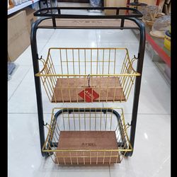 جا پیازی دو طبقه چرخ‌دار طلایی آیسل