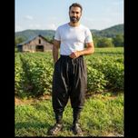 شلوار کردی مردانه مشکی کتان کج راه