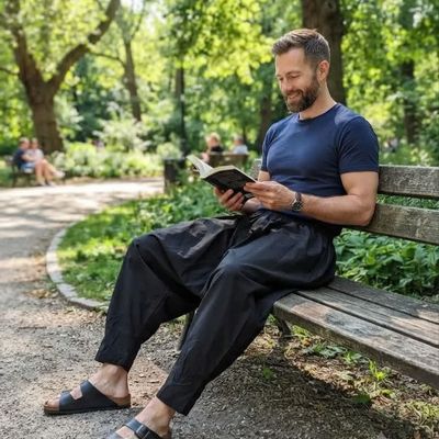 شلوار کردی مردانه مشکی کتان کج راه