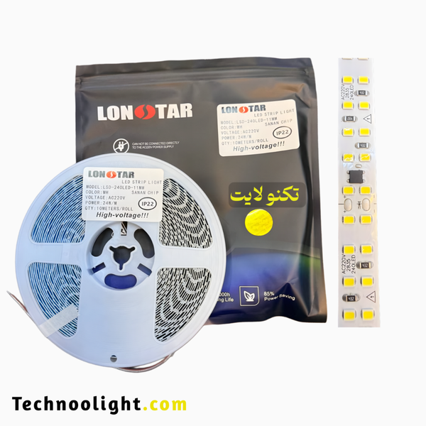 ریسه نواری تراکم 240 برق مستقیم مهتابی دولاین 10 متری