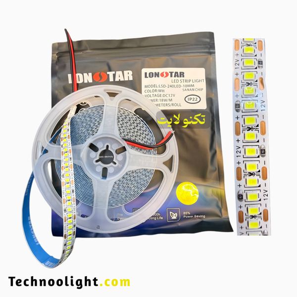 ریسه نواری 12 ولت تراکم 240 مهتابی بسته 5 متری