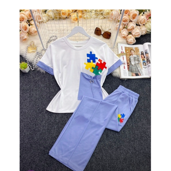 ست تیشرت و شلوار طرح پازل