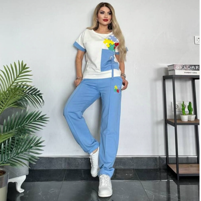 ست تیشرت و شلوار طرح پازل