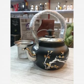کتری استیل 2 لیتری سوما طرح گل مشکی با صافی