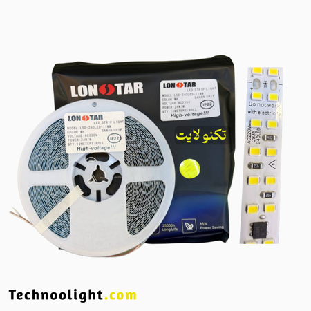 ریسه نواری تراکم 240 برق مستقیم دولاین سفید 10 متری