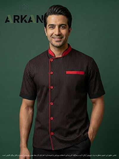 روپوش رستورانی مدل آراد خط دار قرمز