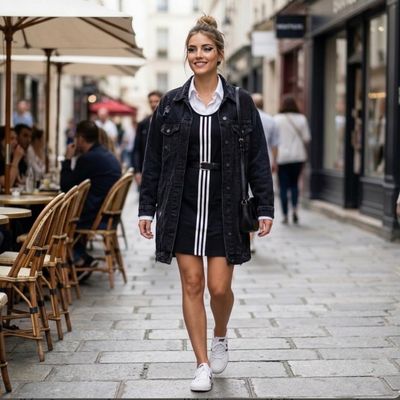پیراهن سه خط یقه گرد