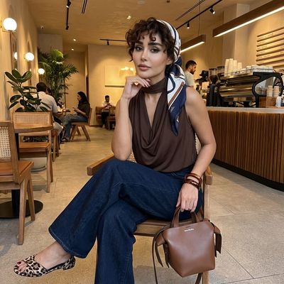 تاپ قهوه ای