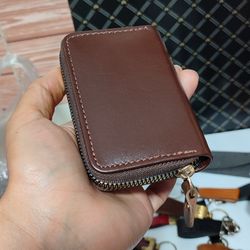 جاکارتی دورزیپ چرم طبیعی گاوی قهوه ای