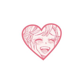 استیکر قلبی دختر خندان