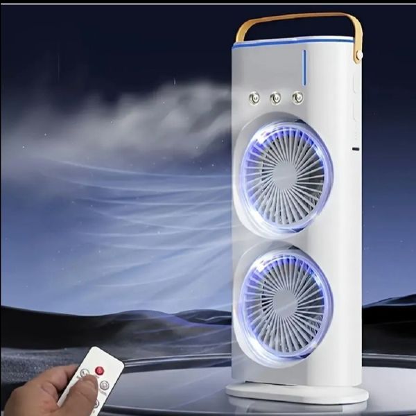 پنکه رومیزی مه پاش دو فن ریموت دار RGB با نور