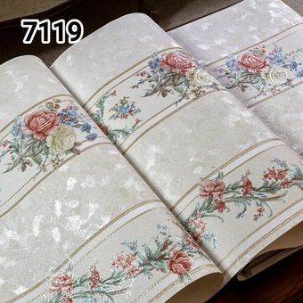 کاغذ دیواری پلوتونیوم راه راه گلدار کد 7119