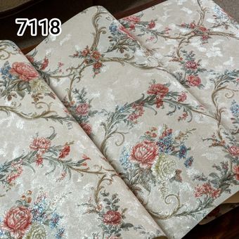 کاغذ دیواری پلوتونیوم گلدار کد 7118 تنوع رنگی