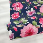 کاغذ دیواری گلدار آبرنگی زمینه سرمه ای کد 1006