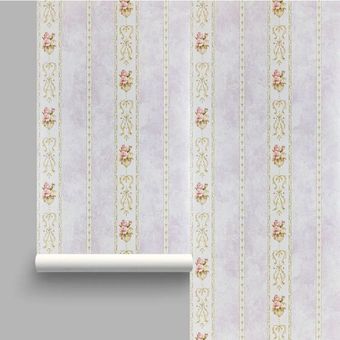 کاغذ دیواری راهدار گلدار زمینه یاسی نانوون کد 1458
