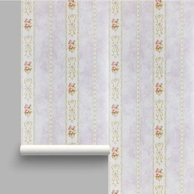 کاغذ دیواری راهدار گلدار زمینه یاسی نانوون کد 1458